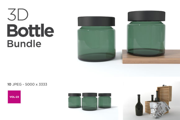 3D Bottle Mockup Bundle Vol-23
