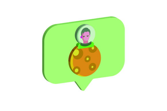 3D Icon Space Moon and Astronaut