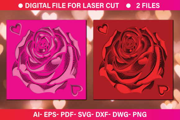 3D Rose Paper Cut SVG File