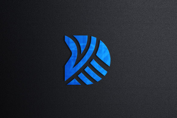 Blue 3D Sign Logo Mockup on Black Wall