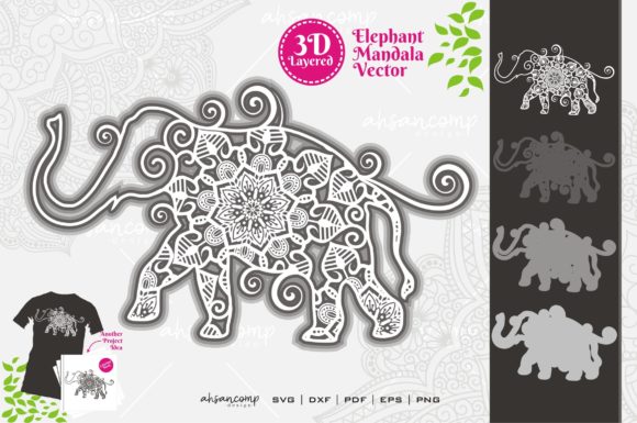 Elephant Mandala Vector SVG 3D Layered Design: Where Symbolism Meets Scalable Digital Craft